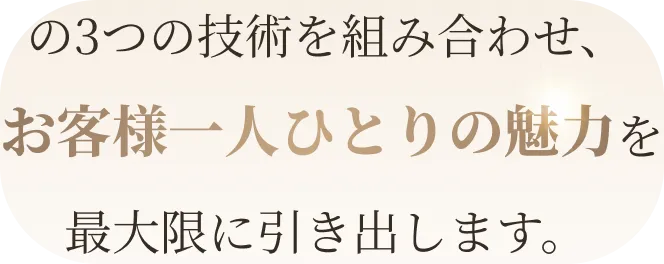 の3つの技術を組み合わせ、お客様一人ひとりの魅力を最大限に引き出します。